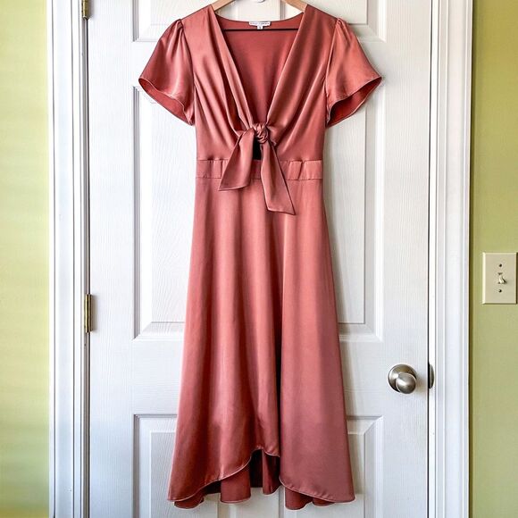 Baltic Born Satin Midi Dress in Rose - Picture 3 of 14